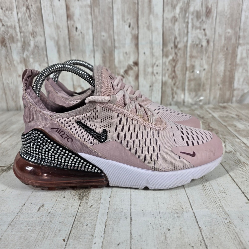 Nike Air Max 270 Plum Chalk Rhinestone Custom AH6789-601 Womens 6.5